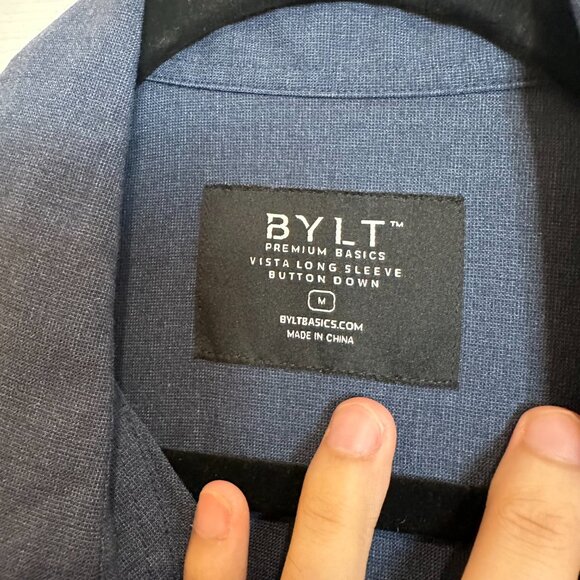 BYLT Premium Basics - Vista Stretch Long Sleeve Button-Down Navy Medium - Picture 6 of 8